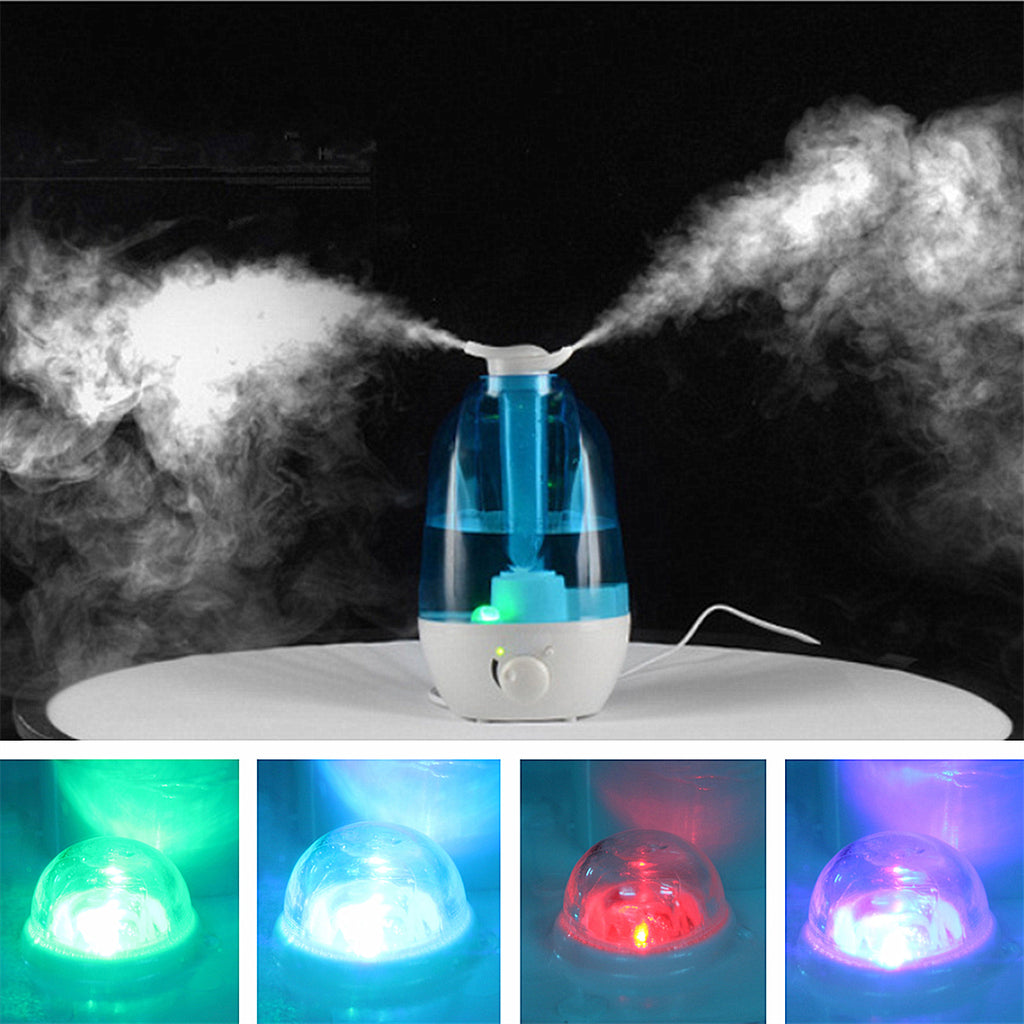 Ultrasonic Humidifier with LED Colored Lights, Variable Spray Control & Direction